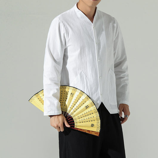 Camisa Suelta de Algodón y Lino de Manga Larga - Image 9
