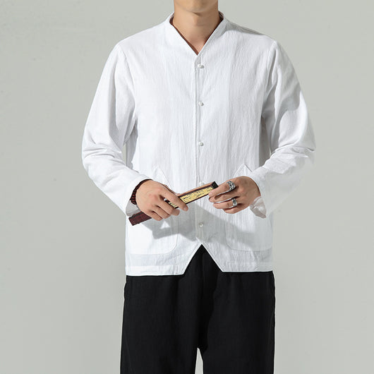 Camisa Suelta de Algodón y Lino de Manga Larga - Image 10
