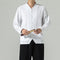 Camisa Suelta de Algodón y Lino de Manga Larga