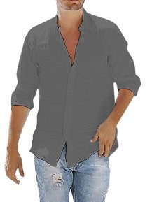 Camisa Urbana de Manga Larga con Solapa para Hombre