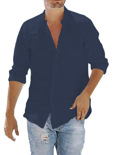 Camisa Urbana de Manga Larga con Solapa para Hombre - Image 4