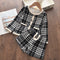 Conjunto Infantil Cuadrillé Coreano Dos Piezas: Blusa Manga Larga + Shorts