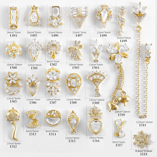 Cadena de Diamantes y Perlas para Uñas con Circonitas de Lujo