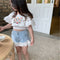 Blusa Infantil de Verano con Encaje Bordado para Niñas 3-8 Años