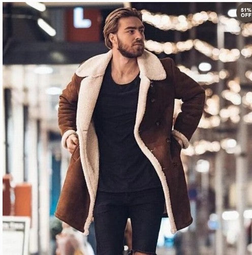 Abrigo Cálido para Hombre con Compuesto de Fleece y Gamuza