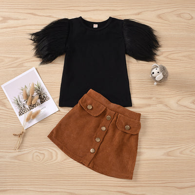 Traje Falda de Pana con Botones Metálicos