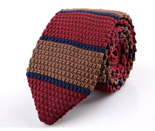Corbata Retro Británica Coreana de Lana Tejida a Mano con Punta Afilada - Image 2