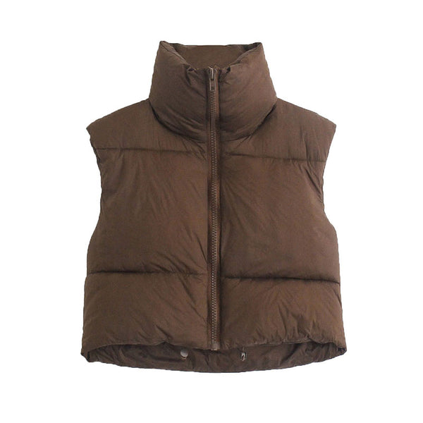 Chaleco Acolchado con Cuello Parado sin Mangas