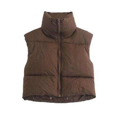 Chaleco Acolchado con Cuello Parado sin Mangas