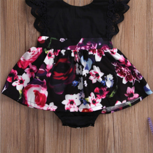 Vestido Romper Infantil Europeo de Verano con Mangas Volantes y Estampado Floral - Image 8