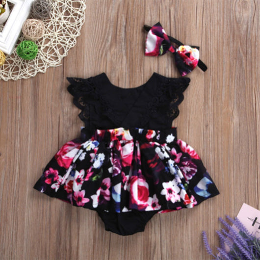 Vestido Romper Infantil Europeo de Verano con Mangas Volantes y Estampado Floral - Image 3