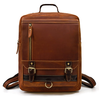 Mochila de Cuero Retro para Hombre - Bolsa Escolar de Piel Genuina Estilo Vintage - Image 6
