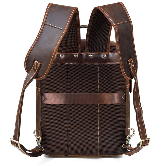 Mochila de Cuero Retro para Hombre - Bolsa Escolar de Piel Genuina Estilo Vintage - Image 11