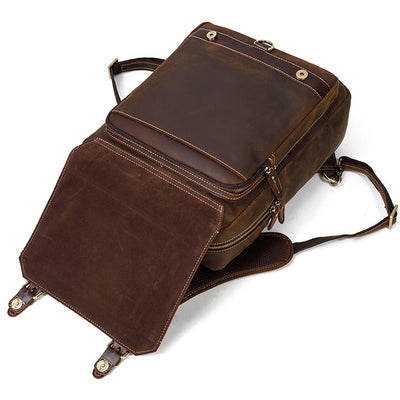 Mochila de Cuero Retro para Hombre - Bolsa Escolar de Piel Genuina Estilo Vintage - Image 8