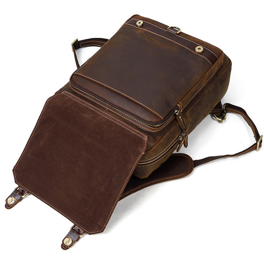 Mochila de Cuero Retro para Hombre - Bolsa Escolar de Piel Genuina Estilo Vintage - Image 8