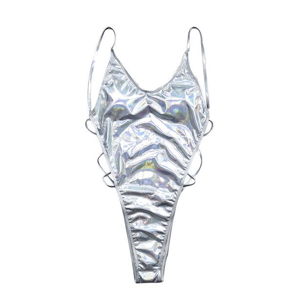 Bikini con Espalda Abierta y Cordones Trenzados Tie-Dye