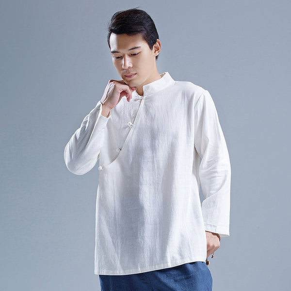 Camisa Retro Suelta con Corte Inclinado
