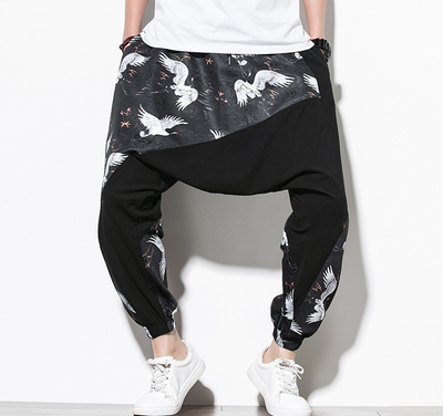 Pantalones Casuales Estilo Chino con Estampado de Grúa - Algodón y Lino - Image 5