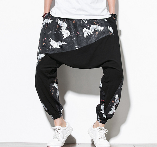 Pantalones Casuales Estilo Chino con Estampado de Grúa - Algodón y Lino - Image 5
