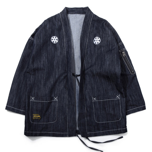 Cardigan Kimono Denim Bordado Estilo Japonés - Image 6