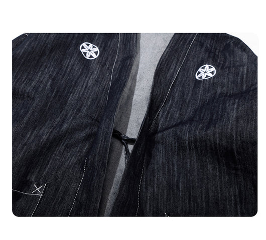 Cardigan Kimono Denim Bordado Estilo Japonés - Image 15