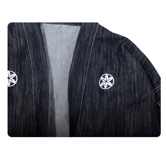 Cardigan Kimono Denim Bordado Estilo Japonés - Image 12