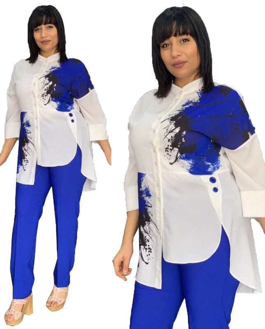 Conjunto de Moda Africana para Mujer - Blusa Estampada y Pantalón - Image 9