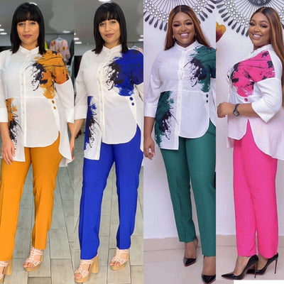 Conjunto de Moda Africana para Mujer - Blusa Estampada y Pantalón - Image 13