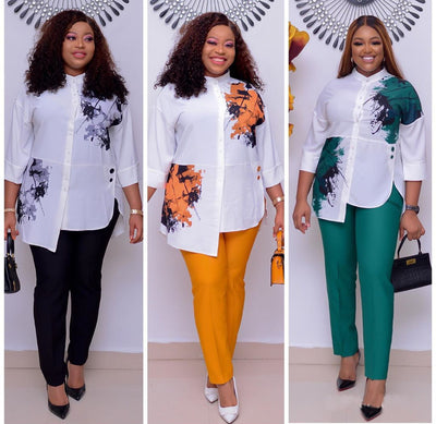 Conjunto de Moda Africana para Mujer - Blusa Estampada y Pantalón - Image 3