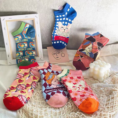 Calcetines Ilustrados con Gatos Franceses - Diseño Lolita Kawaii para Mujer - Image 12