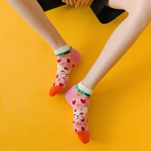 Calcetines Ilustrados con Gatos Franceses - Diseño Lolita Kawaii para Mujer - Image 10
