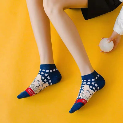 Calcetines Ilustrados con Gatos Franceses - Diseño Lolita Kawaii para Mujer - Image 8