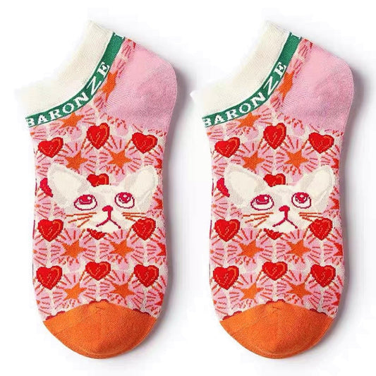 Calcetines Ilustrados con Gatos Franceses - Diseño Lolita Kawaii para Mujer - Image 2