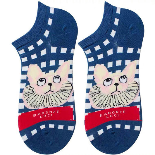 Calcetines Ilustrados con Gatos Franceses - Diseño Lolita Kawaii para Mujer - Image 3