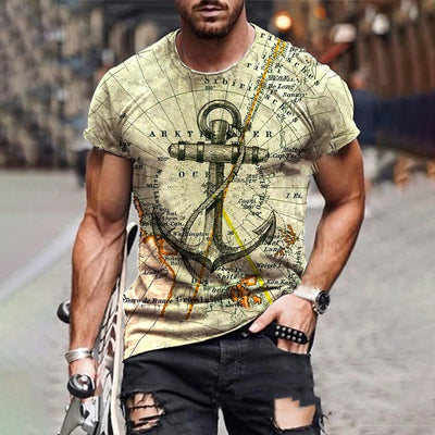 Camiseta Manga Corta Estampado Mapa y Ancla Multicolor - Image 3