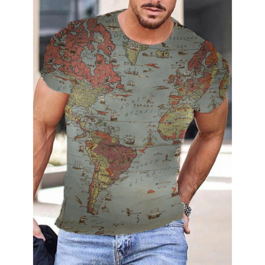 Camiseta Manga Corta Estampado Mapa y Ancla Multicolor - Image 5