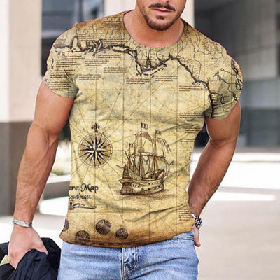 Camiseta Manga Corta Estampado Mapa y Ancla Multicolor - Image 6