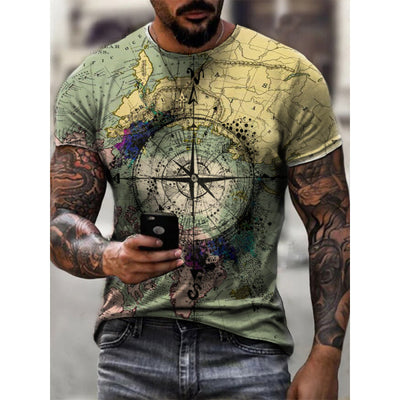 Camiseta Manga Corta Estampado Mapa y Ancla Multicolor - Image 9