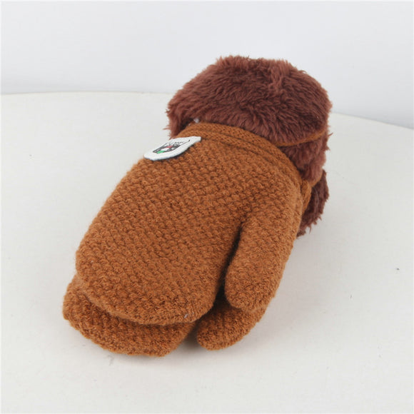 Guantes Tejidos de Lana Gruesa para Niños - Manoplas Cálidas y Suaves