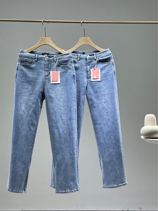 Jeans Rectos de Tiro Alto con Abertura Lateral para Mujer - Image 8