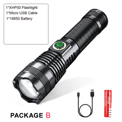 Linterna LED P50 Recargable USB con Zoom y Pantalla de Batería - Image 10