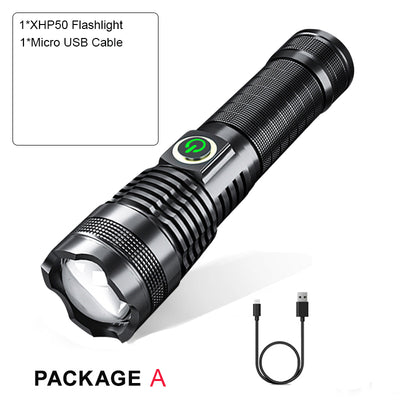 Linterna LED P50 Recargable USB con Zoom y Pantalla de Batería - Image 7