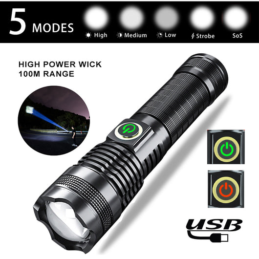 Linterna LED P50 Recargable USB con Zoom y Pantalla de Batería - Image 3