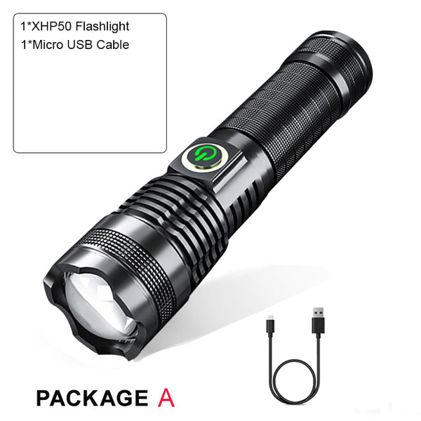 Linterna LED P50 Recargable USB con Zoom y Pantalla de Batería - Image 4