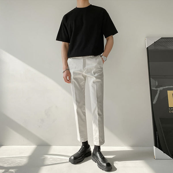 Camiseta Suelta Hombre Estilo Hong Kong - Algodón Puro Manga Corta