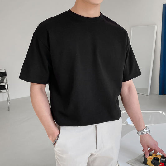 Camiseta Suelta Hombre Estilo Hong Kong - Algodón Puro Manga Corta