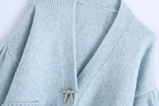 Cardigan Tejido con Mangas Empalmes - Suéter Elegante y Versátil - Image 9