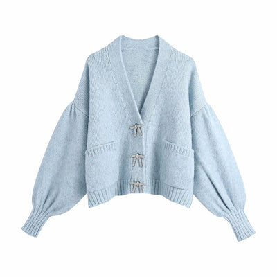 Cardigan Tejido con Mangas Empalmes - Suéter Elegante y Versátil - Image 10