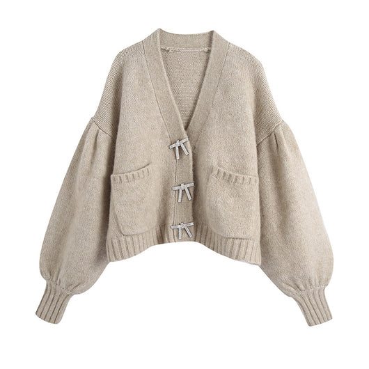 Cardigan Tejido con Mangas Empalmes - Suéter Elegante y Versátil - Image 3