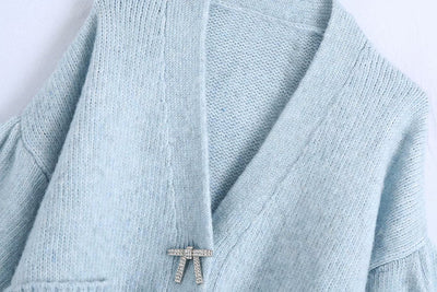 Cardigan Tejido con Mangas Empalmes - Suéter Elegante y Versátil - Image 5